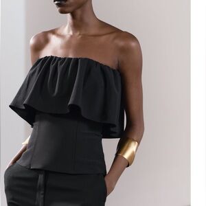 Zara strapless ruffle white top S
